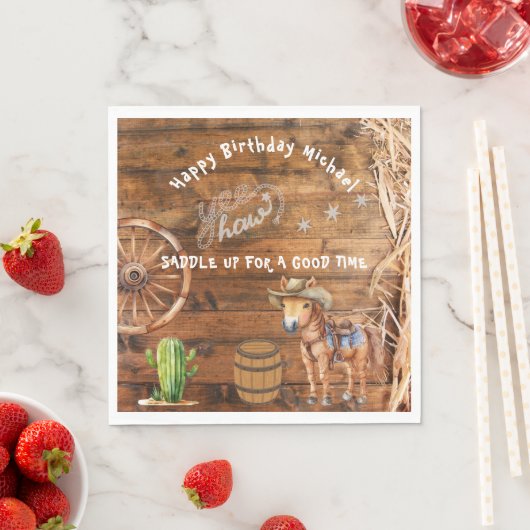 Yee Haw Cowboy Rodeo Zadelen Up Paper Bord Servet (Insitu)