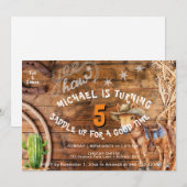 Yee Haw Cowboy Rodeo Zadelen Up Verjaardag Uitnodi Kaart (Voorkant / Achterkant)