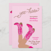 Yee-Haw Cowgirl Birthday Kaart (Voorkant / Achterkant)