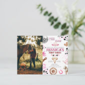 Yee Haw Disco Cowgirl Foto Rodeo Verjaardag Briefkaart (Staand voorkant)