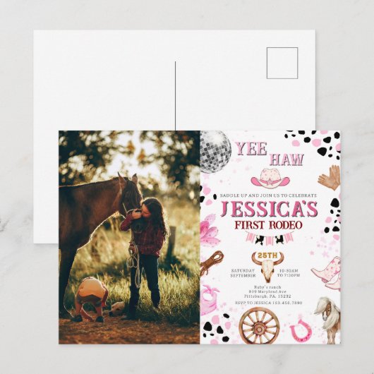 Yee Haw Disco Cowgirl Foto Rodeo Verjaardag Briefkaart (Voorkant / Achterkant)