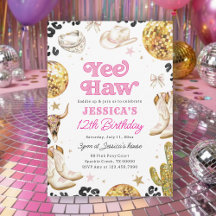 Yee Haw Disco Cowgirl Rodeo Roze Verjaardagsfeestj