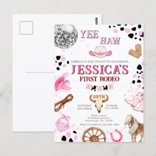 Yee Haw Disco Cowgirl Rodeo Verjaardag Briefkaart