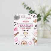 Yee Haw Disco Cowgirl Rodeo Verjaardag Briefkaart (Staand voorkant)