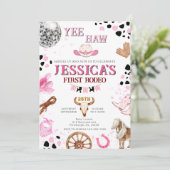 Yee Haw Disco Cowgirl Rodeo Verjaardag Kaart (Staand voorkant)