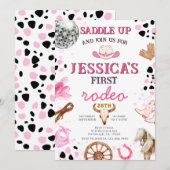 Yee Haw Disco Cowgirl Rodeo Verjaardag Uitnodiging (Voorkant / Achterkant)