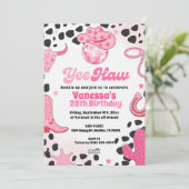 Yee Haw Disco Cowgirl Space Rodeo Country Birthday Kaart (Staand voorkant)