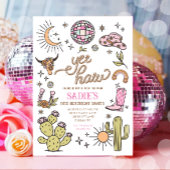 Yee Haw Girl Rodeo Retro Disco Cowgirl Verjaardag Kaart