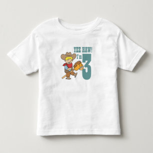 Yee Haw! Ik ben 3 met Happy en Cute Cowboy Kinder Shirts