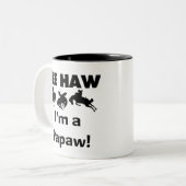 Yee Haw Ik ben een Papaw T-shirts en cadeautjes Tweekleurige Koffiemok (Voorkant links)