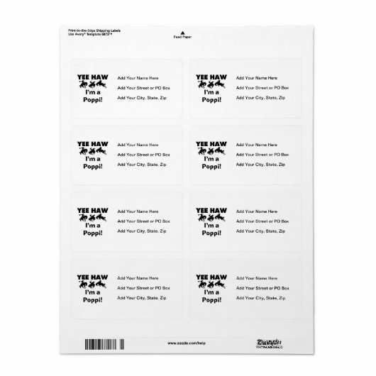 Yee Haw Ik ben een Poppi T-shirts en geschenken Etiket (Full Sheet)