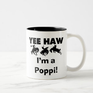 Yee Haw Ik ben een Poppi T-shirts en geschenken Tweekleurige Koffiemok