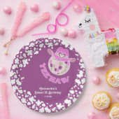 Yee Haw Paarse Disco Cowgirl Rodeo Verjaardag Papieren Bordje (Feest)