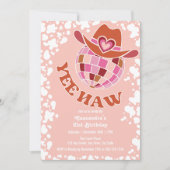 Yee Haw Peach Disco Cowgirl Rodeo Verjaardag Kaart (Voorkant)