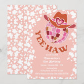 Yee Haw Peach Disco Cowgirl Rodeo Verjaardag Kaart (Voorkant / Achterkant)