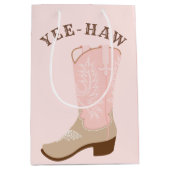 YEE-HAW Pink Cowgirl Boot Medium Cadeauzakje (Voorkant)