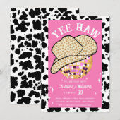 Yee Haw Pink Cowgirl Disco Rodeo 30e verjaardag Kaart (Voorkant / Achterkant)