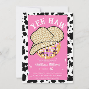 Yee Haw Pink Cowgirl Disco Rodeo 30e verjaardag Kaart