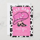 Yee Haw Pink Cowgirl Rodeo 30e verjaardag Kaart (Voorkant)