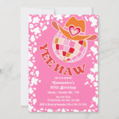 Yee Haw Pink Disco Cowgirl Rodeo Verjaardag Kaart (Voorkant)