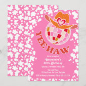 Yee Haw Pink Disco Cowgirl Rodeo Verjaardag Kaart (Voorkant / Achterkant)