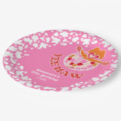 Yee Haw Pink Disco Cowgirl Rodeo Verjaardag Papieren Bordje (Gekanteld)