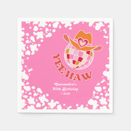 Yee Haw Pink Disco Cowgirl Rodeo Verjaardag Servet
