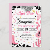 Yee Haw Pink Space Cowgirl Disco Rodeo Verjaardag Kaart (Voorkant / Achterkant)