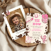 Yee Haw Rodeo Cowgirl 3e verjaardag foto Kaart