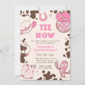 Yee Haw Rodeo Cowgirl 3e verjaardag foto Kaart (Voorkant)