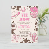 Yee Haw Rodeo Cowgirl 3e verjaardag foto Kaart (Staand voorkant)