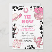 Yee Haw Rodeo Cowgirl 3e verjaardag Kaart (Voorkant)