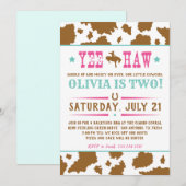 Yee Haw Rodeo Cowgirl Uitnodiging (Voorkant / Achterkant)