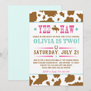 Yee Haw Rodeo Cowgirl Uitnodiging