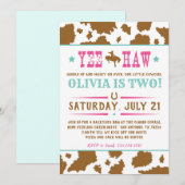 Yee Haw Rodeo Cowgirl Uitnodiging (Voorkant / Achterkant)