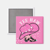Yee Haw Roze Cowgirl Rodeo Pet Boot Magneet (Voorkant / Achterkant)