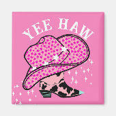 Yee Haw Roze Cowgirl Rodeo Pet Boot Magneet (Voorkant)