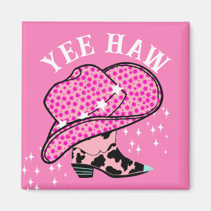 Yee Haw Roze Cowgirl Rodeo Pet Boot Magneet