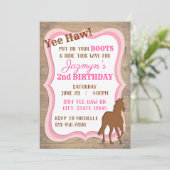 Yee Haw Roze Cowgirl Uitnodiging (Staand voorkant)
