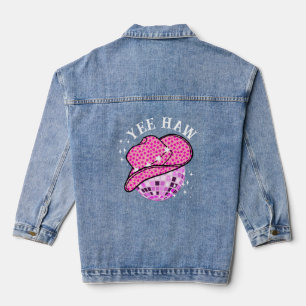 Yee Haw Roze Paarse Cowgirl Disco Rodeo Denim Jacket