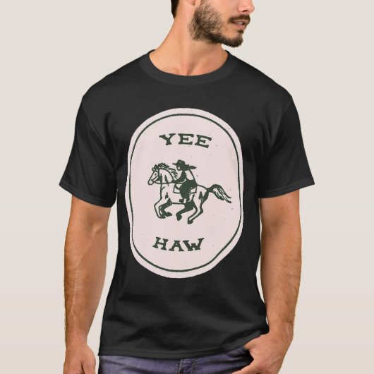 Yee-Haw Roze Vinyl T-shirt (Voorkant)