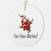 Yee Haw Santa Keramisch Ornament (Links)