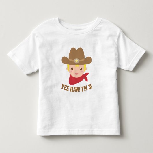 Yee Haw, Schattigee kleine cowboy is drie jaar oud Kinder Shirts (Voorkant)