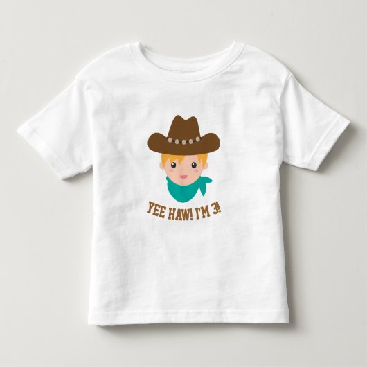 Yee Haw, Schattigee kleine cowboy is drie jaar oud Kinder Shirts (Voorkant)