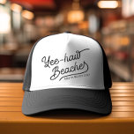 Yee-haw Stranden Custom Matching Lente pauze Trucker Pet<br><div class="desc">De voorjaarsvakantie is aan de orde,  en je ploeg antwoordt in gebottelde trucker stijl! Duw het gewone,  riem op deze petten als rad als een woestijn zonsondergang,  spatten in boho vibes. Je namen of brutale slogan blazen over het schuimfront in western geïnspireerde lettertypen,  fluisterend "Yee-haw,  stranden!" met een knipoog.</div>