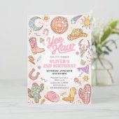 Yee Haw Western Rodeo Cowgirl 2nd Birthday Kaart (Staand voorkant)