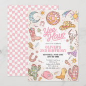 Yee Haw Western Rodeo Cowgirl 2nd Birthday Kaart (Voorkant / Achterkant)