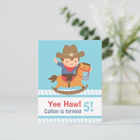 Yee Haw Westerne Cowboy kinderen Birthday Party Kaart (Staand voorkant)