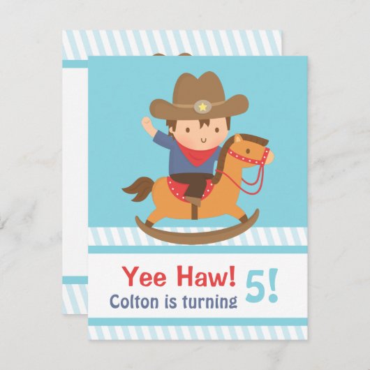 Yee Haw Westerne Cowboy kinderen Birthday Party Kaart (Voorkant / Achterkant)