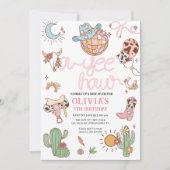 Yee How Girl Verjaardag Disco Rodeo Party Save The Date (Voorkant)